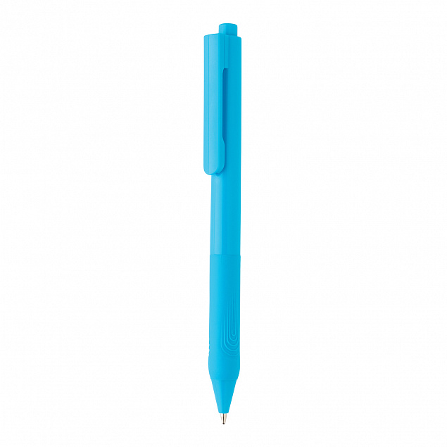 Ручка X9 с глянцевым корпусом и силиконовым грипом с логотипом  заказать по выгодной цене в кибермаркете AvroraStore