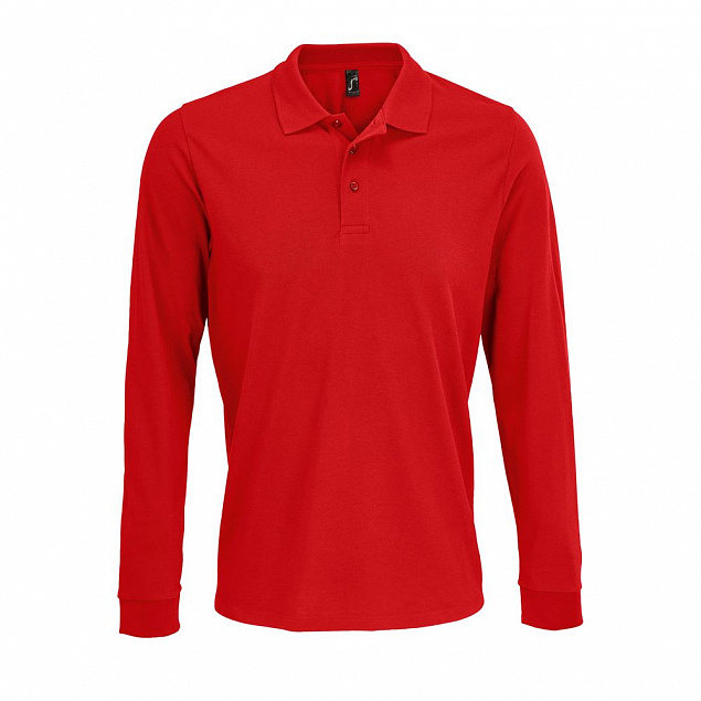Рубашка поло с длинным рукавом Prime LSL, красная с логотипом  заказать по выгодной цене в кибермаркете AvroraStore