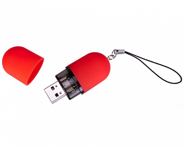 Флешка «Капсула», красная, 8 Гб с логотипом  заказать по выгодной цене в кибермаркете AvroraStore