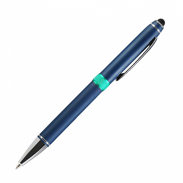 Шариковая ручка Ocean, синяя/аква с логотипом  заказать по выгодной цене в кибермаркете AvroraStore