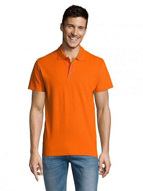 Рубашка поло мужская SUMMER 170, оранжевая с логотипом  заказать по выгодной цене в кибермаркете AvroraStore