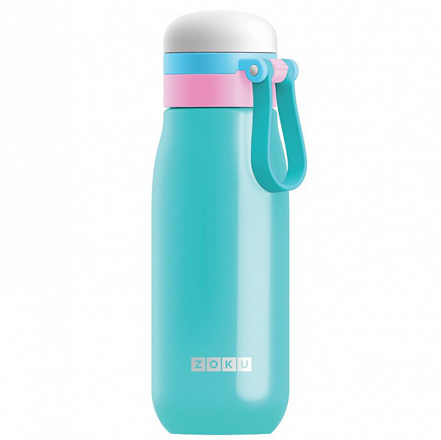 Вакуумная бутылка для воды Zoku, бирюзовая с логотипом  заказать по выгодной цене в кибермаркете AvroraStore