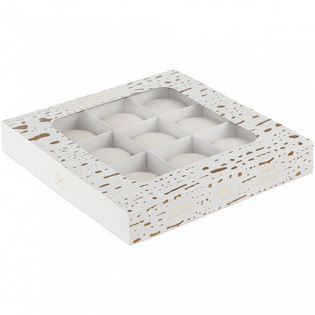 Набор из 9 пирожных макарон, в коробке с окошком с логотипом  заказать по выгодной цене в кибермаркете AvroraStore