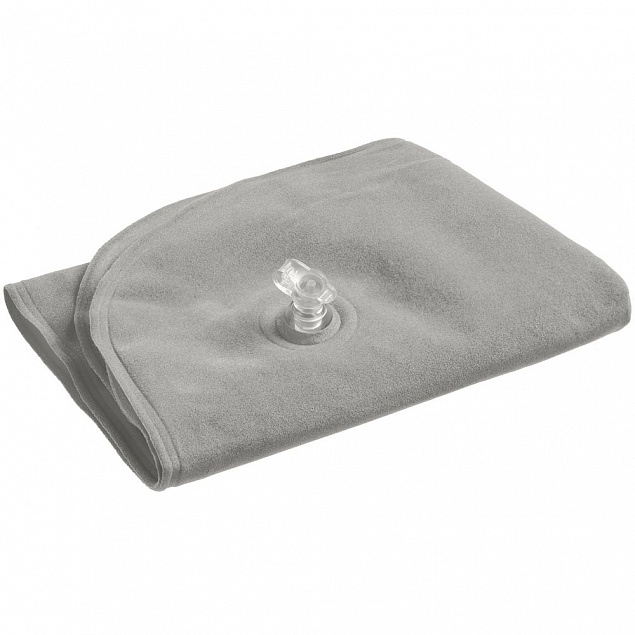 Надувная подушка под шею в чехле Sleep, серая с логотипом  заказать по выгодной цене в кибермаркете AvroraStore