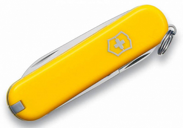 Нож-брелок Classic 58 с отверткой, желтый с логотипом  заказать по выгодной цене в кибермаркете AvroraStore