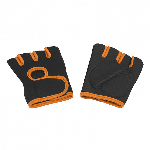Перчатки для фитнеса "Рекорд", черный/оранжевый, размер M с логотипом  заказать по выгодной цене в кибермаркете AvroraStore