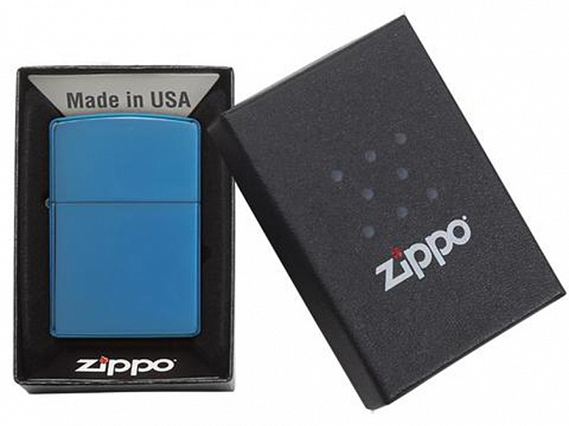 Зажигалка ZIPPO Classic с покрытием Sapphire™ с логотипом  заказать по выгодной цене в кибермаркете AvroraStore