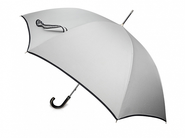 Зонт трость Ривер, механический 23, серебристый/черный с логотипом  заказать по выгодной цене в кибермаркете AvroraStore