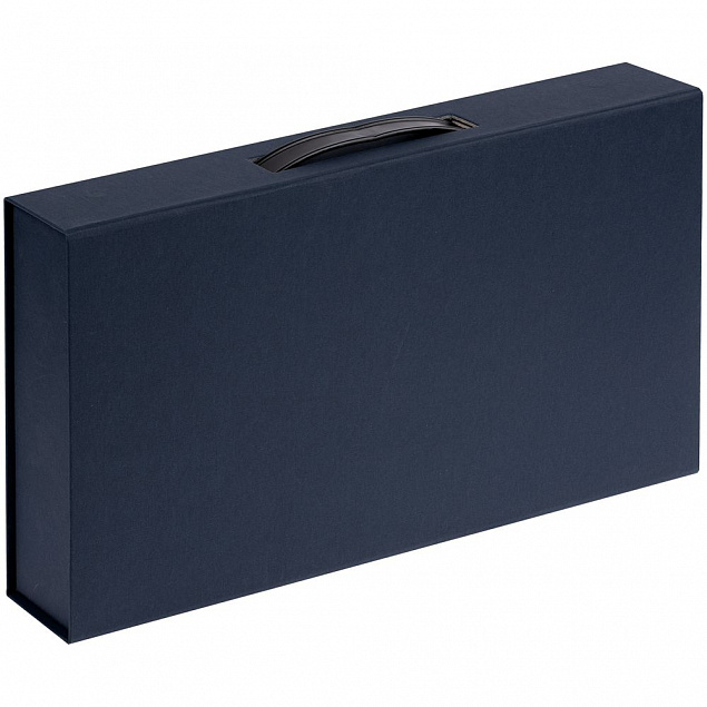Коробка с ручкой Platt, синяя с логотипом  заказать по выгодной цене в кибермаркете AvroraStore