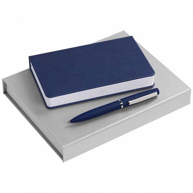Набор Basis: ежедневник 10х16 см и ручка, синий с логотипом  заказать по выгодной цене в кибермаркете AvroraStore