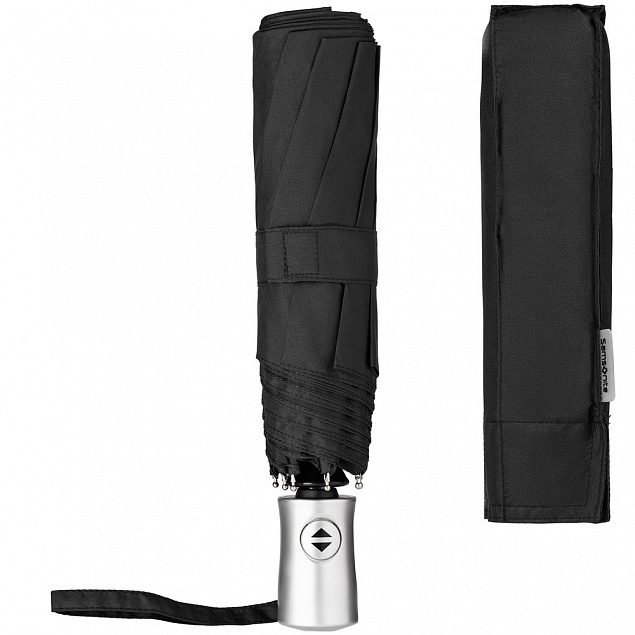 Зонт складной Rain Pro, черный с логотипом  заказать по выгодной цене в кибермаркете AvroraStore