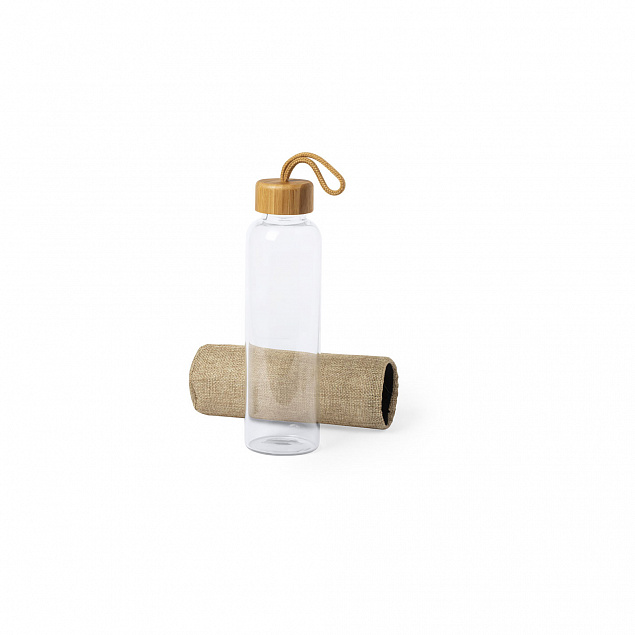 Бутылка для воды в чехле 0,5 л, стекло с логотипом  заказать по выгодной цене в кибермаркете AvroraStore