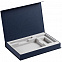 Коробка Silk с ложементом под ежедневник, аккумулятор и ручку, синяя с логотипом  заказать по выгодной цене в кибермаркете AvroraStore