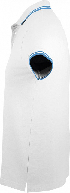 Рубашка поло женская PASADENA WOMEN 200 с контрастной отделкой, белая с голубым с логотипом  заказать по выгодной цене в кибермаркете AvroraStore