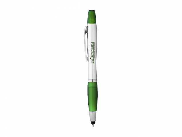 Ручка-стилус Nash с маркером, зеленый/серебристый с логотипом  заказать по выгодной цене в кибермаркете AvroraStore