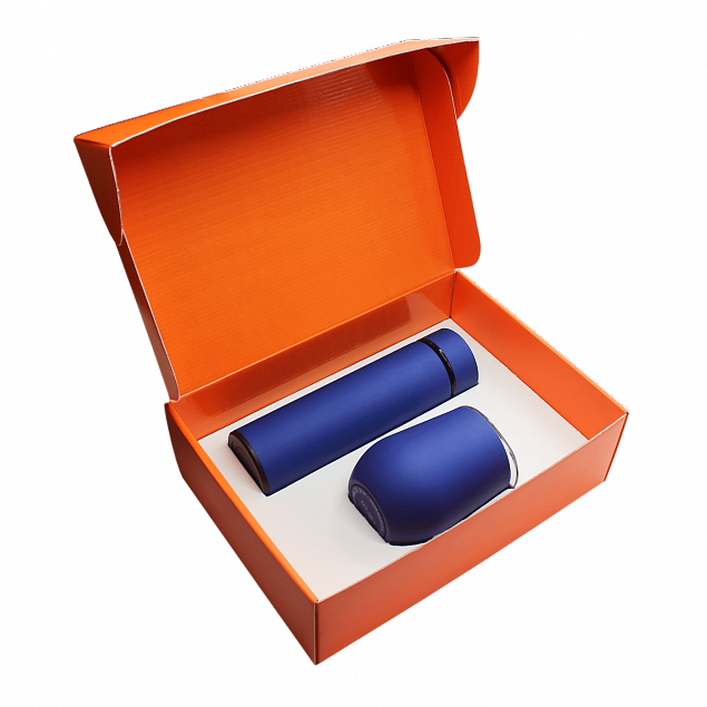 Набор Hot Box C (софт-тач) W, синий с логотипом  заказать по выгодной цене в кибермаркете AvroraStore