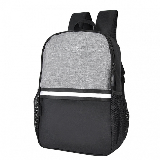 Рюкзак Cool, серый/чёрный, 43 x 30 x 13 см, 100% полиэстер  с логотипом  заказать по выгодной цене в кибермаркете AvroraStore