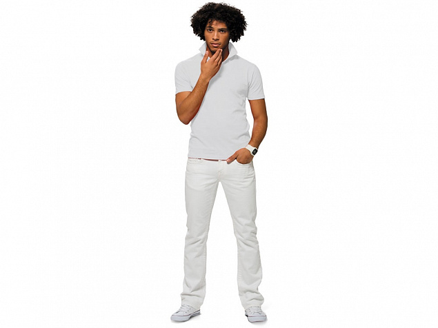Рубашка поло First мужская, белый с логотипом  заказать по выгодной цене в кибермаркете AvroraStore