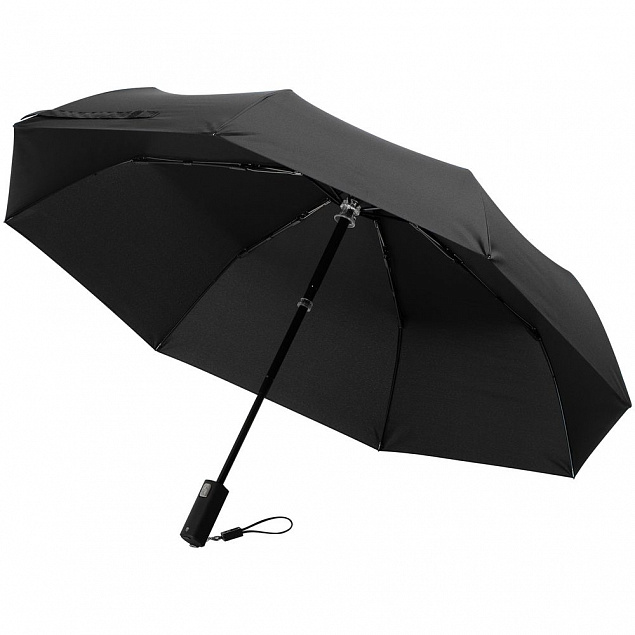 Зонт складной City Guardian, электрический, черный с логотипом  заказать по выгодной цене в кибермаркете AvroraStore