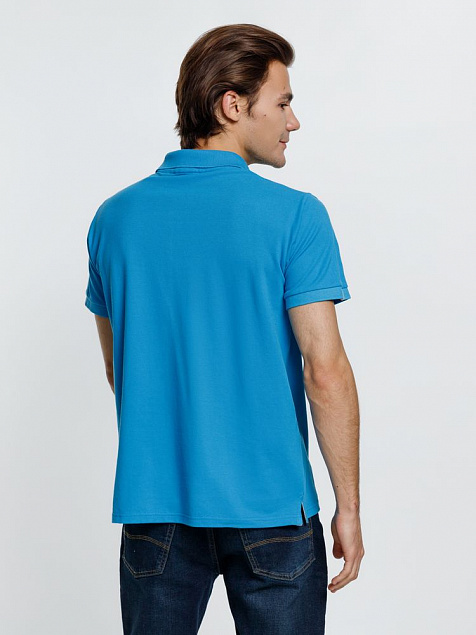 Рубашка поло мужская Virma Premium, бирюзовая с логотипом  заказать по выгодной цене в кибермаркете AvroraStore