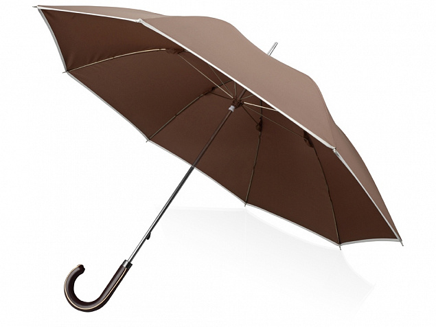 Зонт трость Ривер, механический 23, коричневый с логотипом  заказать по выгодной цене в кибермаркете AvroraStore