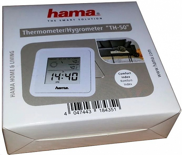 Метеостанция комнатная Hama TH50, черная с логотипом  заказать по выгодной цене в кибермаркете AvroraStore