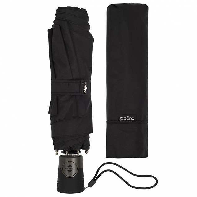 Складной зонт TAKE IT DUO, черный с логотипом  заказать по выгодной цене в кибермаркете AvroraStore