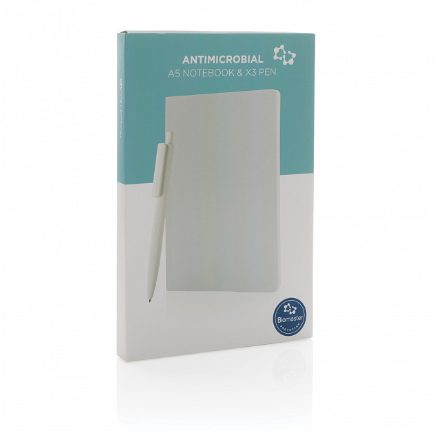 Набор из блокнота в мягкой обложке А5 и ручки X3 с защитой от микробов с логотипом  заказать по выгодной цене в кибермаркете AvroraStore