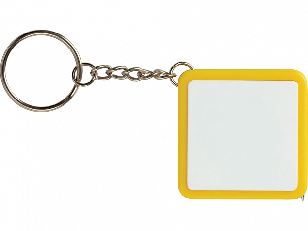 Брелок-рулетка, 1 м., белый/желтый с логотипом  заказать по выгодной цене в кибермаркете AvroraStore